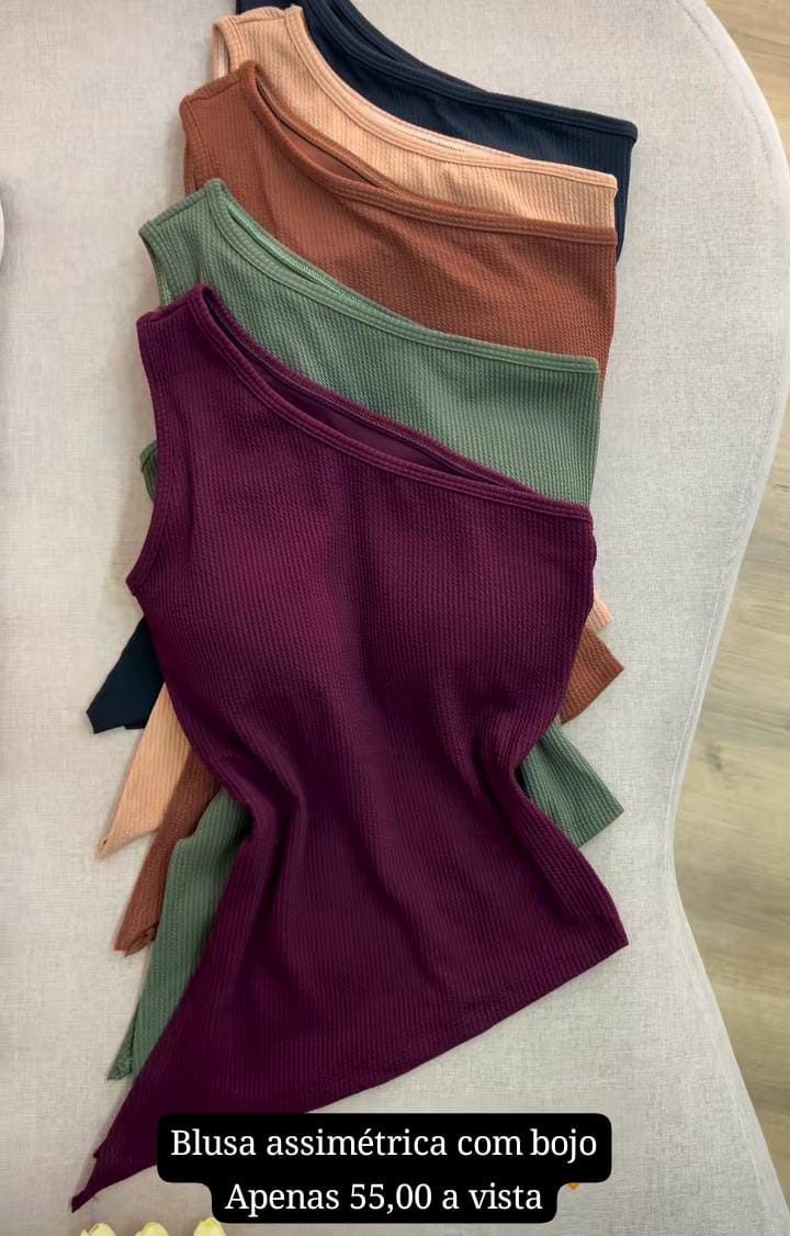 blusa assimetrica com bojo