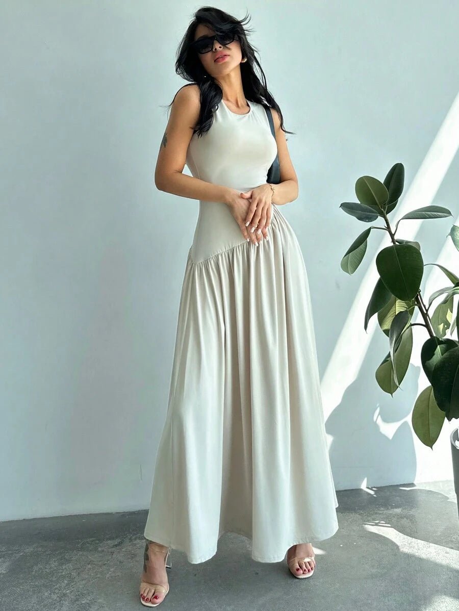 Vestido Longo Sem Mangas Marrom Escuro - Belle Lily