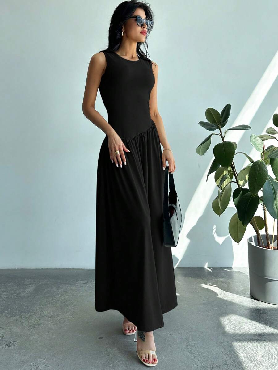 Vestido Longo Sem Mangas Marrom Escuro - Belle Lily